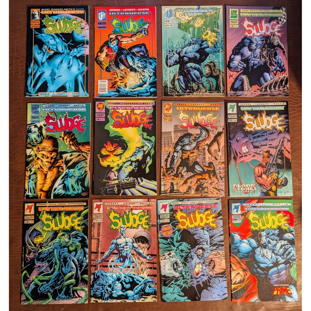 Sludge #1–12 Full Set (1993) VF/NM Malibu Signed w/ COA Lopresti Vintage HTF Lot